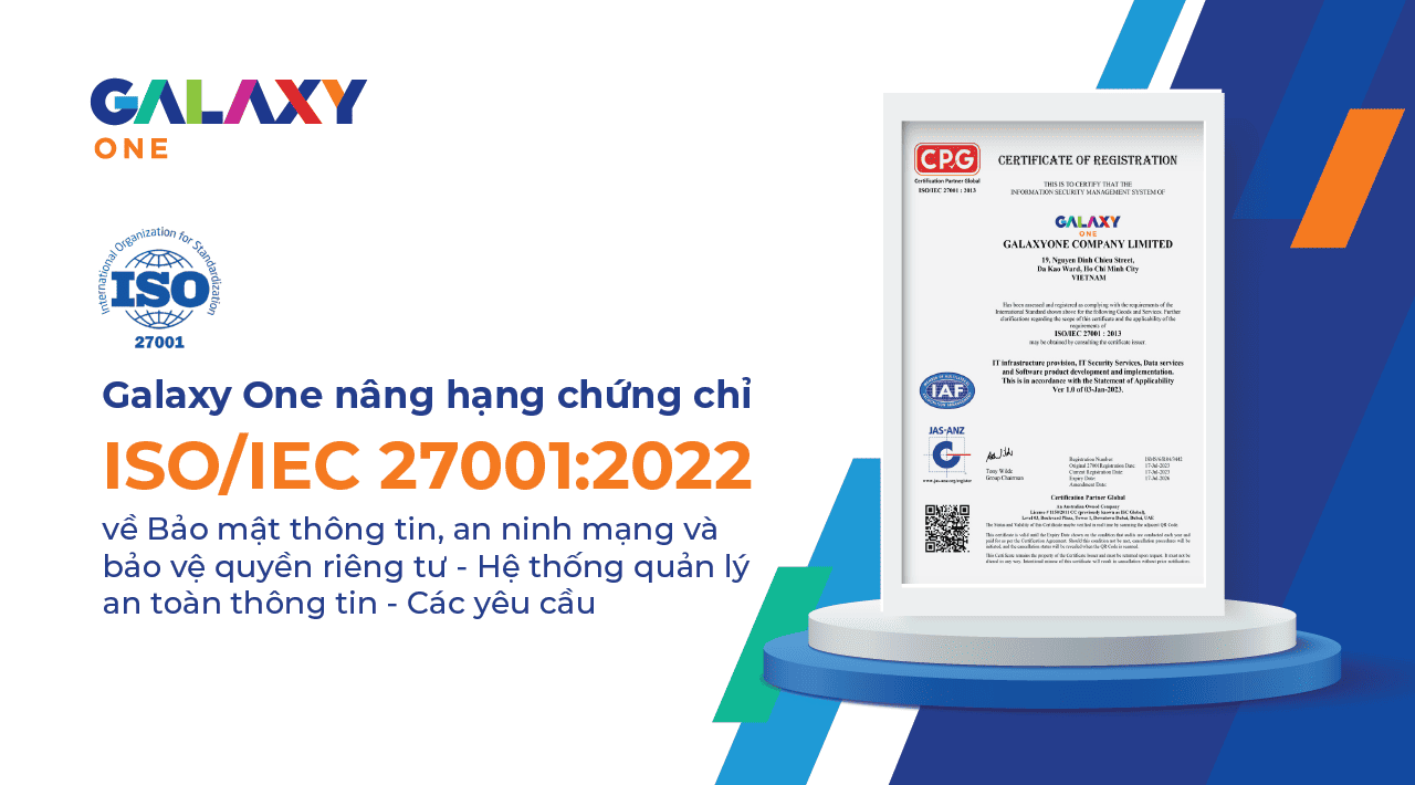 Galaxy One hoàn thành nâng hạng lên tiêu chuẩn ISO/IEC 27001:2022